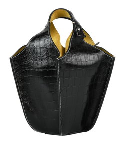 Embossed Lampshade Tote, Leather, Black, 10013436 03-22, 3*